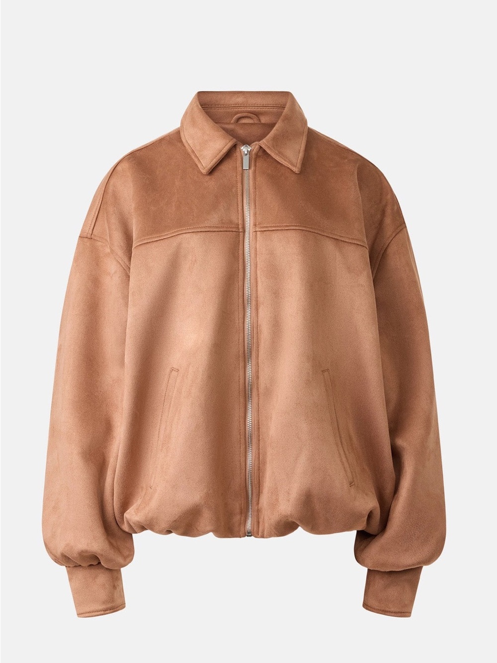 WeWoreWhat Camel Tan Suede-Like Bomber Jacket